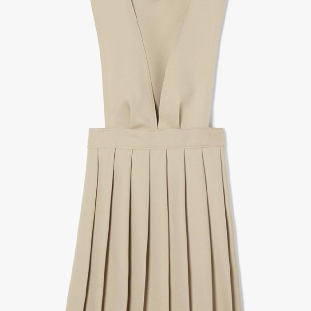 French Toast Tan Pleated Kids Dress